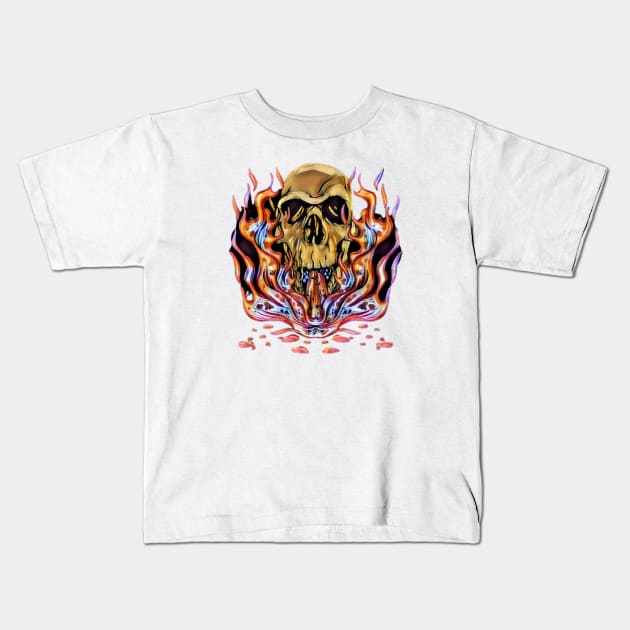 Skull Fire Kids T-Shirt by Lees Tees